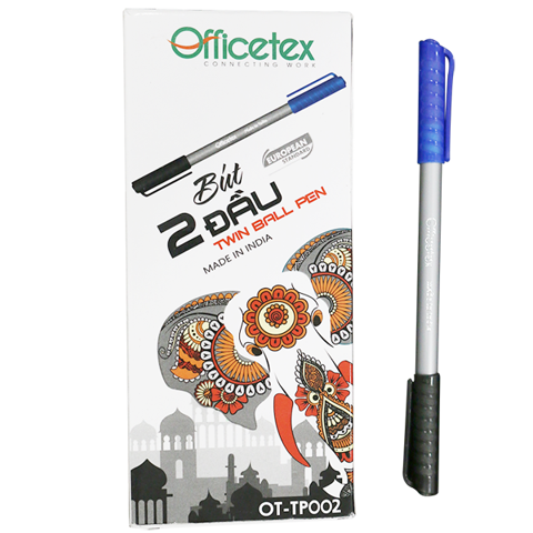 Bút Bi Hai Đầu Mực Xanh Đen OT-TP002