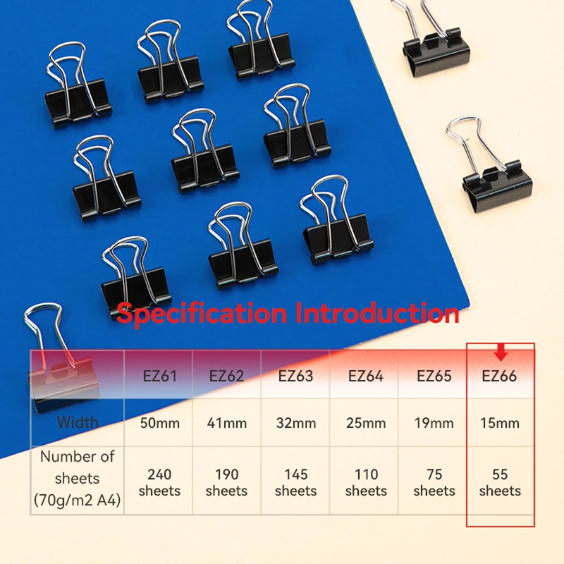 Deli - Hộp 12 Kẹp Bướm Bằng Sắt Màu Đen 19mm EZ65