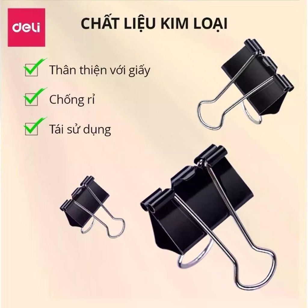 Deli Kẹp Bướm Bằng Sắt Màu Đen 25mm EZ64