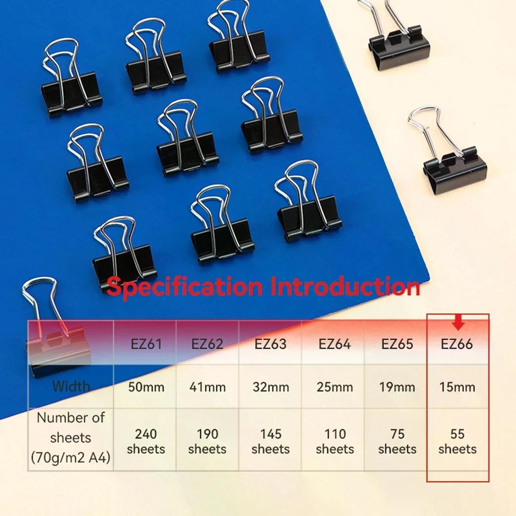 Deli Kẹp Bướm Bằng Sắt Màu Đen 25mm EZ64