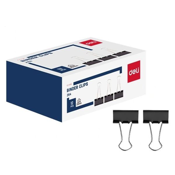 Deli Kẹp Bướm Bằng Sắt Màu Đen 25mm EZ64