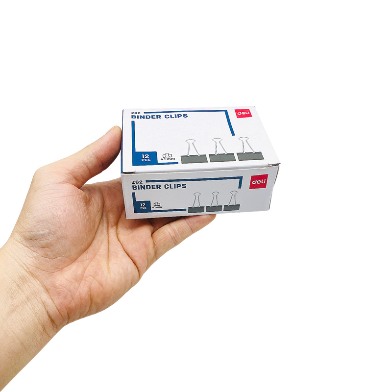 Deli - Kẹp Bướm Bằng Sắt Màu Đen 41mm EZ62 (12 cái/hộp)