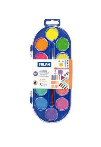 Bộ 12 Màu Vẽ + 1 Cọ Vẽ Milan 0531512
