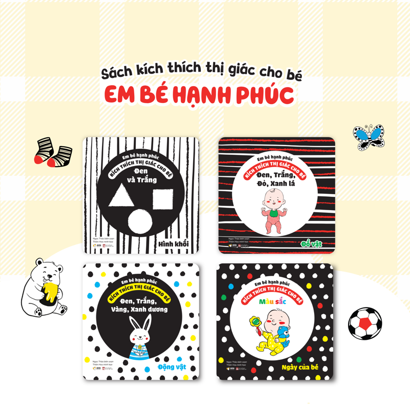 Kích Thích Thị Giác Cho Bé - Đen, Trắng, Đỏ, Xanh Lá Đồ Vật