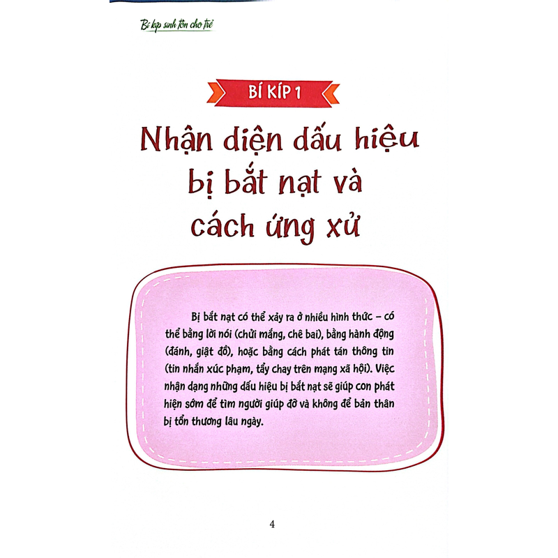 Bí Kíp Sinh Tồn Cho Trẻ - Bí Kíp Phòng Tránh Bắt Nạt Và Bạo Lực Học Đường