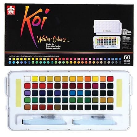 Bộ Màu Nén Sakura XNCW-60N  Koi Studio Set, 60 Màu + 2 Brush