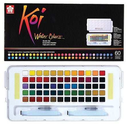 Bộ Màu Nén Sakura XNCW-60N  Koi Studio Set, 60 Màu + 2 Brush