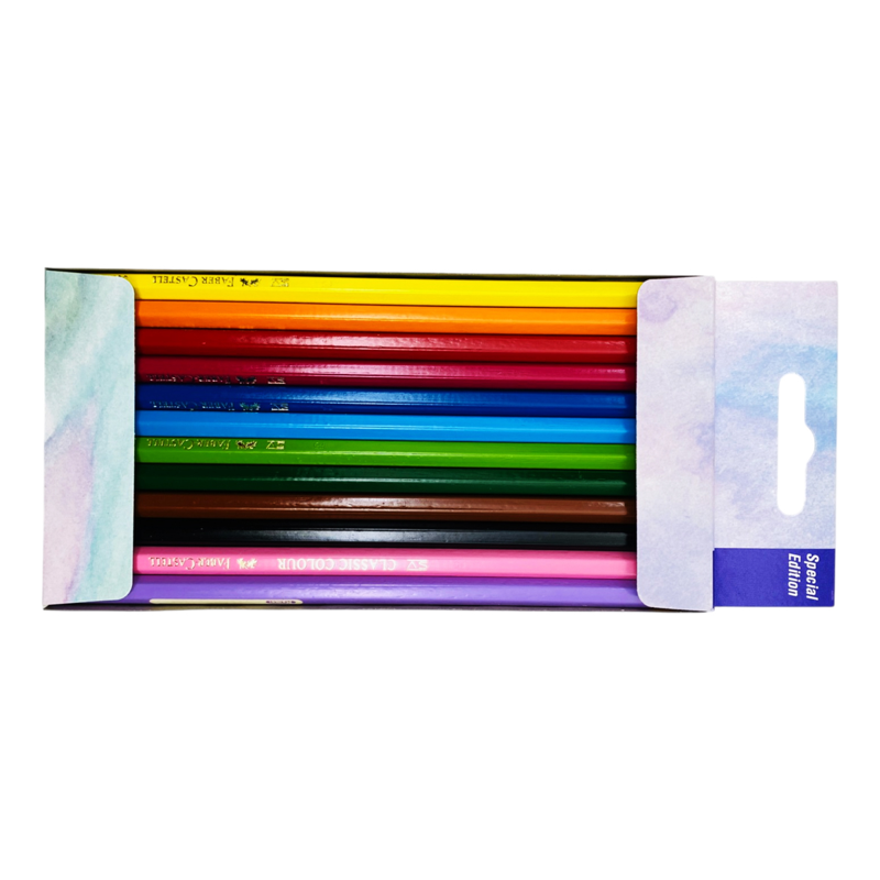Faber-Castell-Chì Màu Khô 12 Màu (10 Basic + 2 Pastel) Unicorn (0056-Cox)