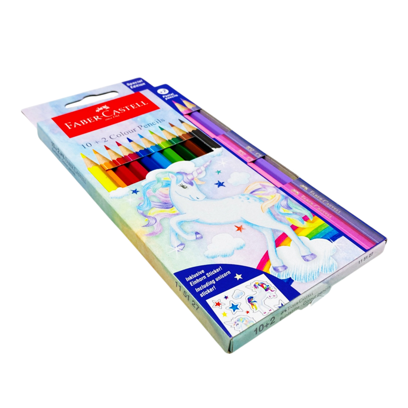 Faber-Castell-Chì Màu Khô 12 Màu (10 Basic + 2 Pastel) Unicorn (0056-Cox)