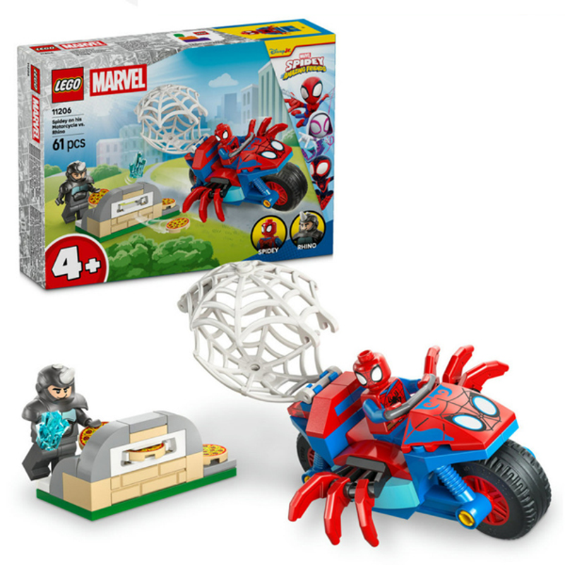 Lego Spidey Spidey on His Motorcycle vs. Rhino 11206 (Vta)