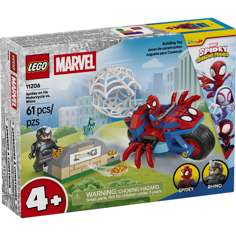 Lego Spidey Spidey on His Motorcycle vs. Rhino 11206 (Vta)