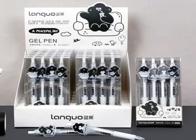 Bộ 4 Cây Viết Gel Đen 0.5Mm  Lg-42873 H/48 (Thnk037)