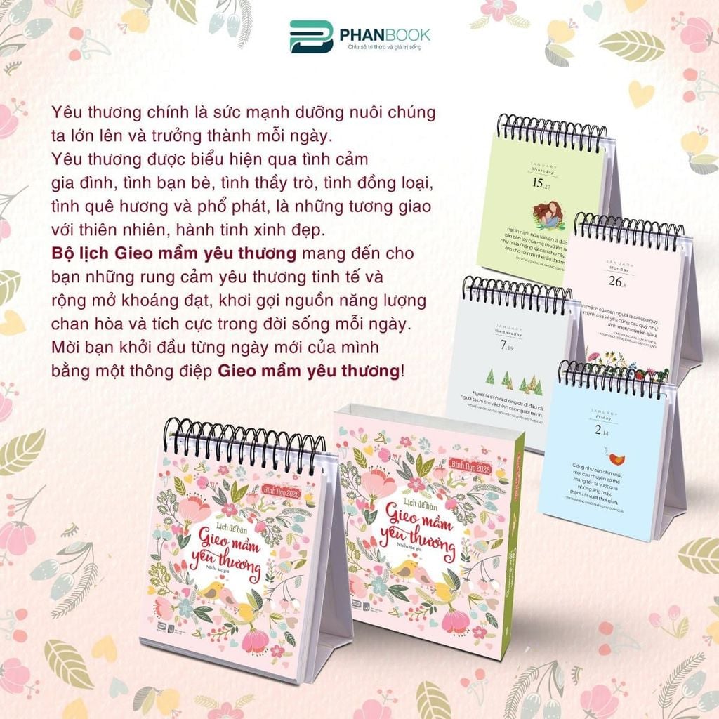 Lịch Bloc Để Bàn Bính Ngọ 2026 - 365 Ngày Gieo Mầm Yêu Thương