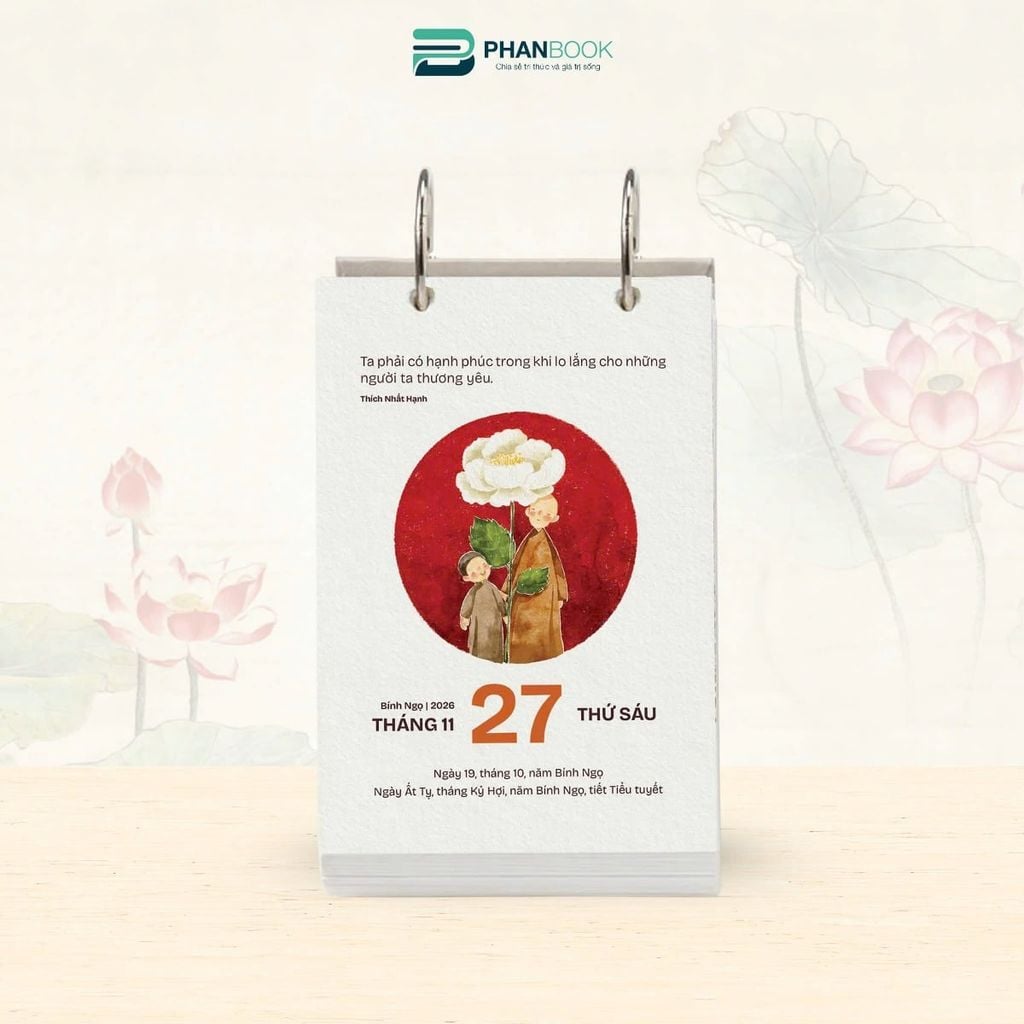 Lịch Bloc Để Bàn Bính Ngọ 2026 - 365 Ngày Lòng Đất Nở Hoa Trời - Thích Nhất Hạnh
