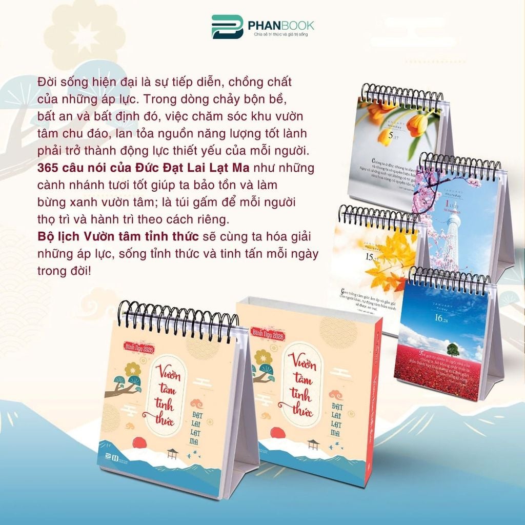 Lịch Bloc Để Bàn Bính Ngọ 2026 - 365 Ngày Vươn Tầm Tỉnh Thức - Đạt Lai Lạt Ma