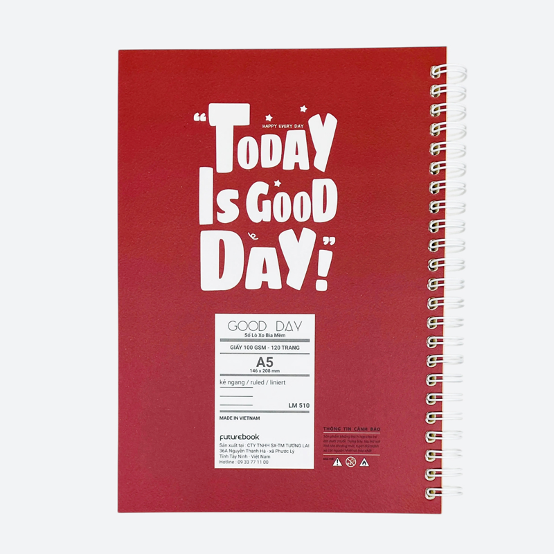 Futurebook - Sổ Lò Xo 120tr Bìa Mềm Good Day A5 100gsm Kẻ Ngang