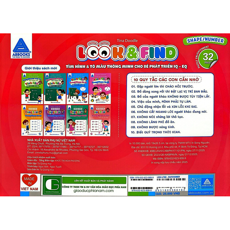 Look And Find - Tìm Hình Và Tô Màu Thông Minh Cho Bé Phát Triển IQ-EQ - Shape/Number