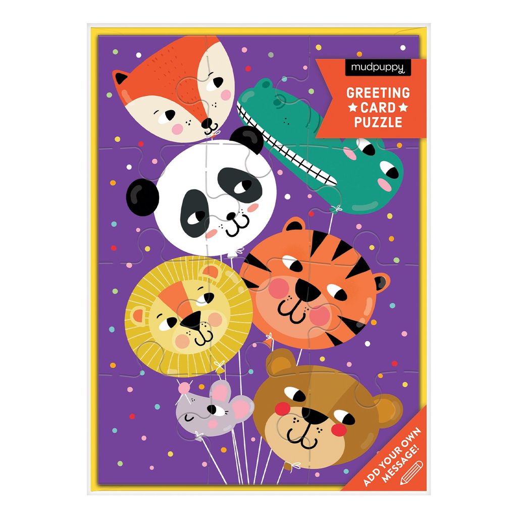 Animal Balloons Greeting Card Puzzle