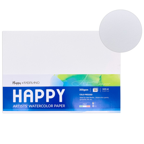 Mont Marte - Happy Watercolor A4 - 300gsm Happy x Fabriano HA300A4 (10 Tờ)