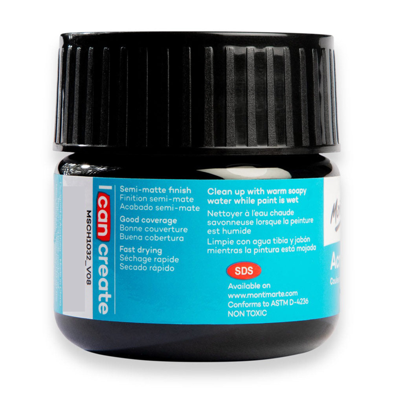 Mont Marte - Màu Vẽ Acrylic 100ml - Lamp Black - MSCH1032