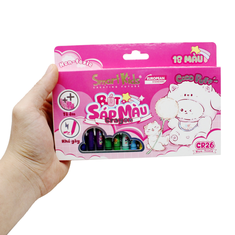 Smartkids - Hộp 18 Sáp Màu Coco Puff CR26