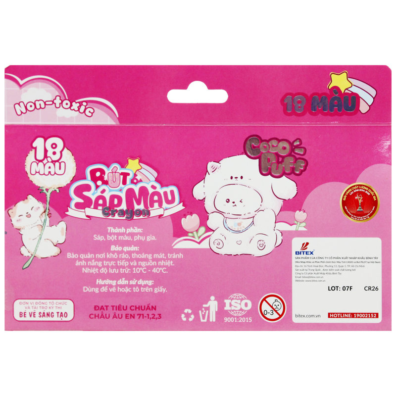 Smartkids - Hộp 18 Sáp Màu Coco Puff CR26