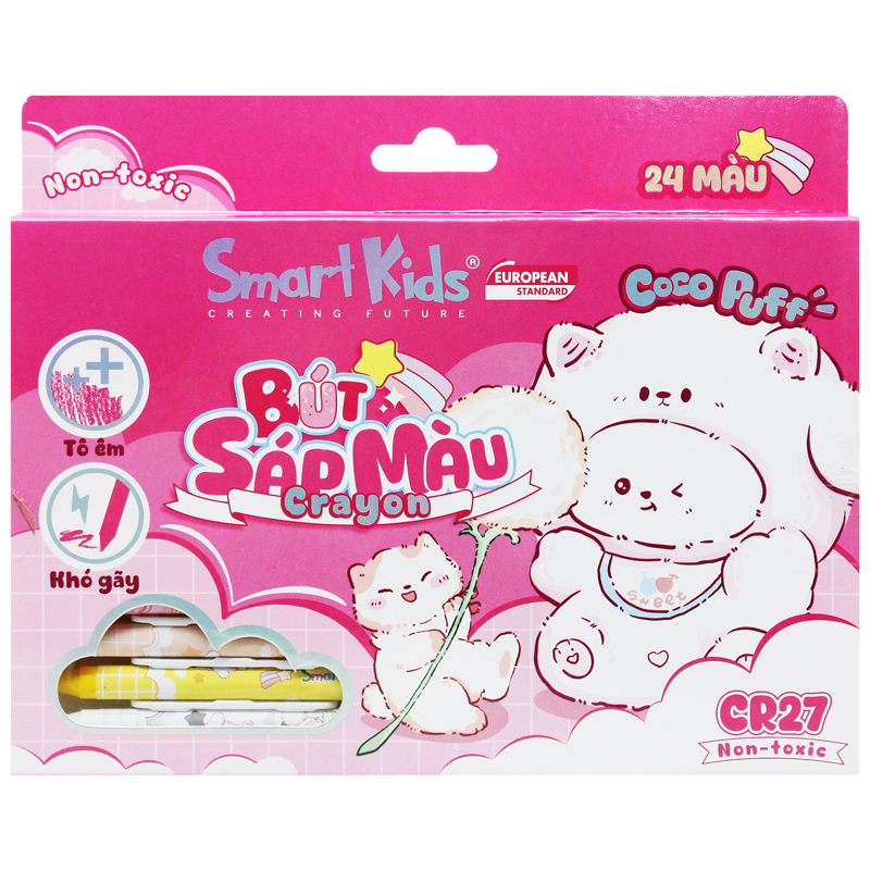 Smartkids - Hộp 24 Sáp Màu Coco Puff CR27
