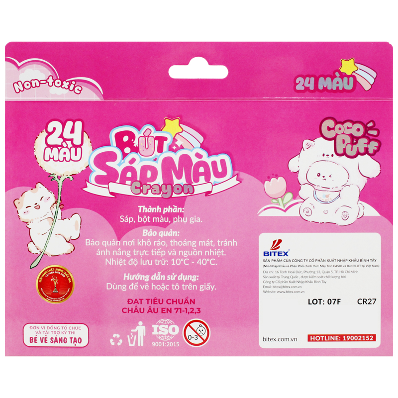 Smartkids - Hộp 24 Sáp Màu Coco Puff CR27