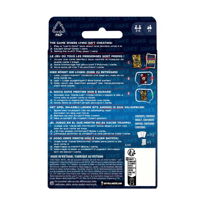 Mattel Games Trò  Chơi Trí Tuệ Uno Liar Jlh43