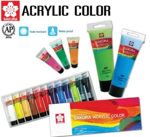 Màu Vẽ Acrylic Sakura XAC20-12 , 20Ml, Bo 12 Mau