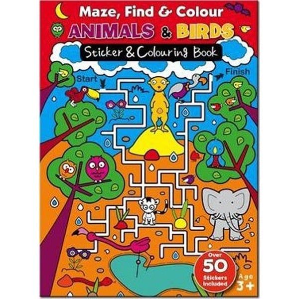 Maze Find And Colour Book - Animals & Birds