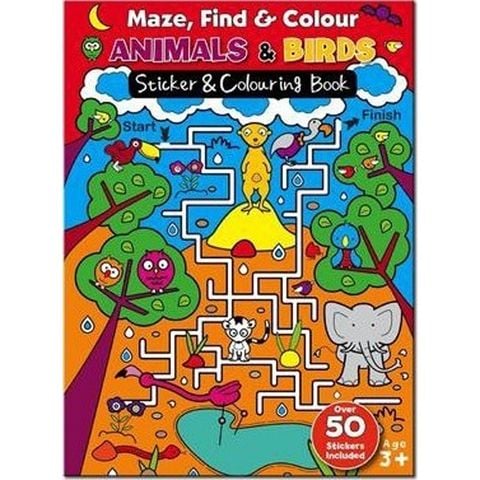 Maze Find And Colour Book - Animals & Birds