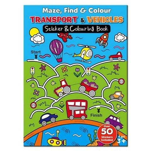 Maze Find and Colour Book - Transport & Vehicles