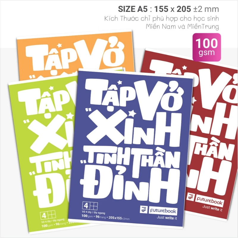 Future - Vở Xinh A5 96Tr 100 Gsm 4Oly (Combo 5 Tặng 1)