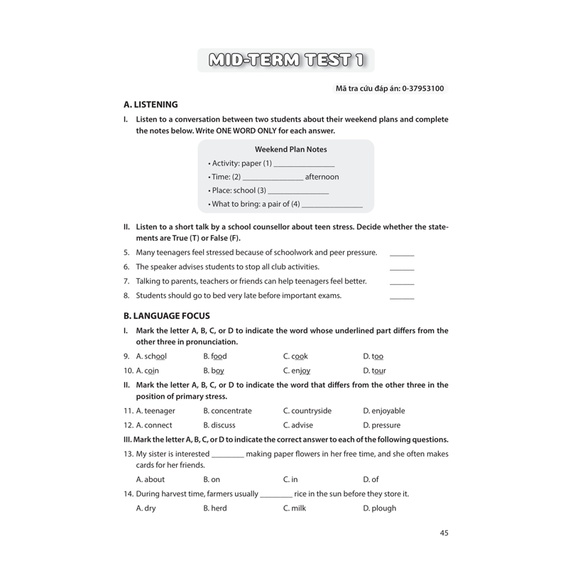 Mở Khóa Điểm Cao Tiếng Anh 8