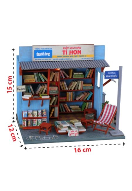 Mô Hình Sài Gòn Tí Hon - Tiệm Sách Cũ - AD05 (Tặng Keo Siliglue 20ml)