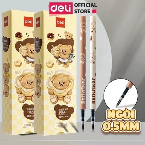 Ngòi Bút Gel Deli Gấu Bơ 0.5mm Màu Đen HY007