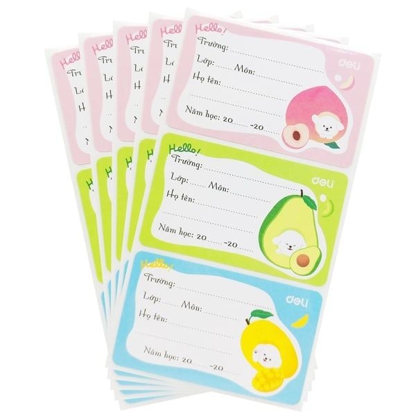 Deli - Nhãn Vở 3 Ô 7.5x4.5cm CA902 (Túi 15 nhãn)
