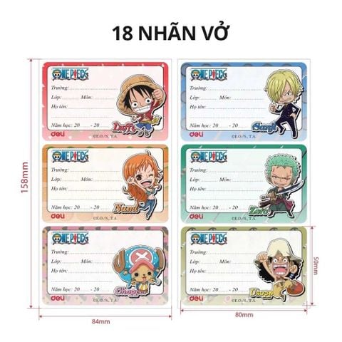 Deli - Nhãn Vở Học Sinh 8x5cm CA908 (Túi 18 nhãn)