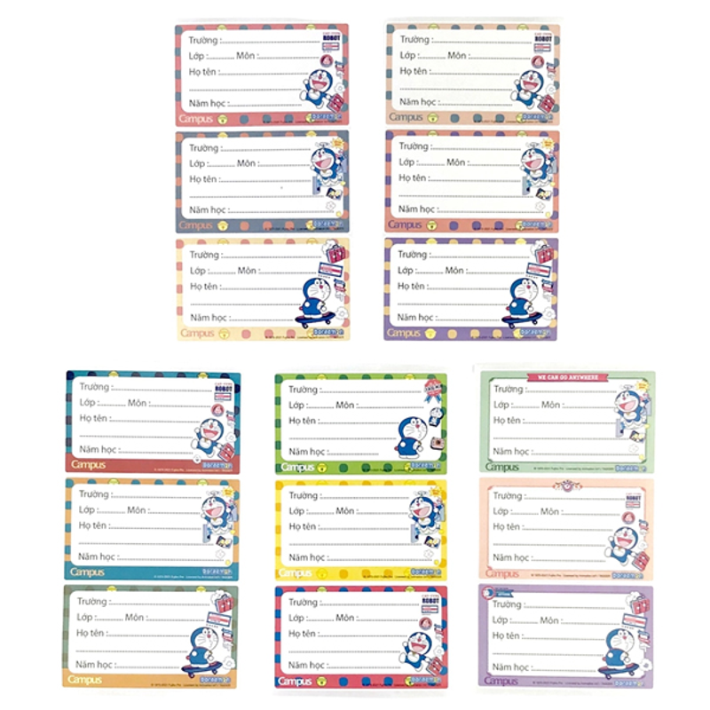 Bộ 15 Nhãn Vở Campus Doraemon NT-DOR15
