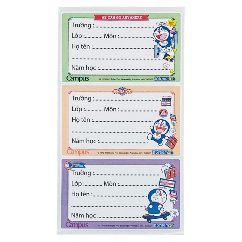 Bộ 15 Nhãn Vở Campus Doraemon NT-DOR15