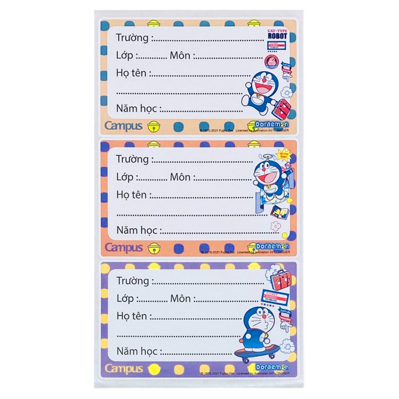 Bộ 15 Nhãn Vở Campus Doraemon NT-DOR15