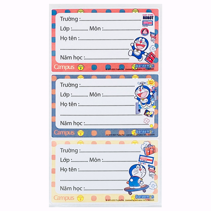 Bộ 15 Nhãn Vở Campus Doraemon NT-DOR15