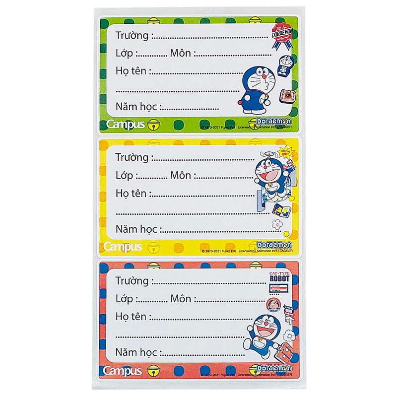 Bộ 15 Nhãn Vở Campus Doraemon NT-DOR15