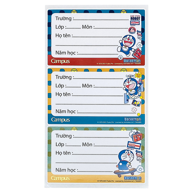 Bộ 15 Nhãn Vở Campus Doraemon NT-DOR15