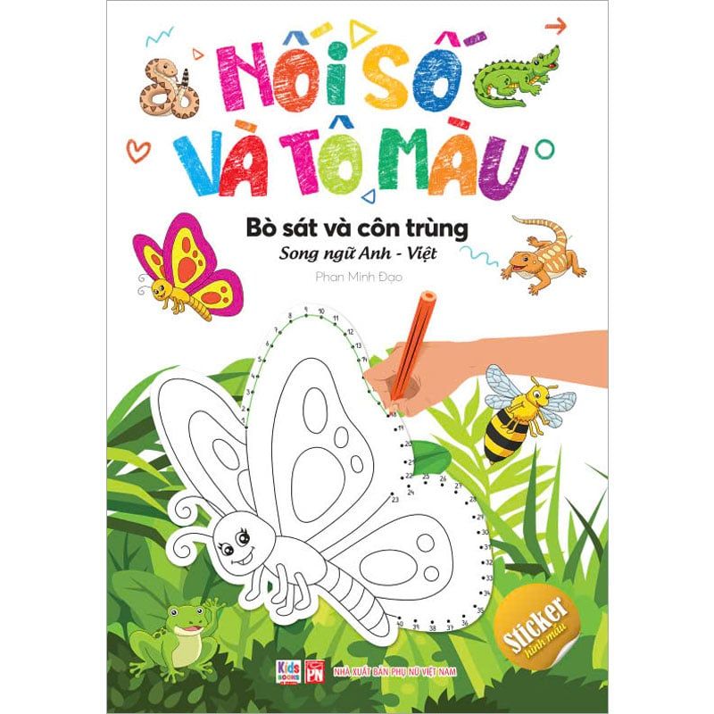 Nối Số Và Tô Màu - Bò Sát Và Côn Trùng (Song ngữ Anh-Việt)