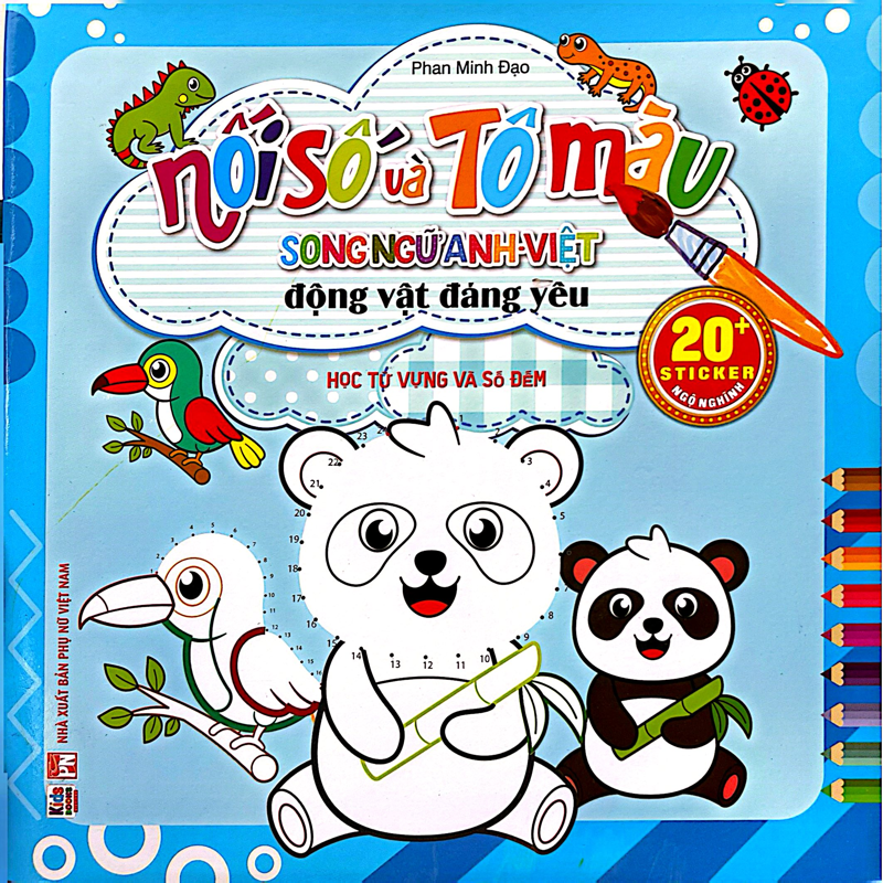Nối Số Và Tô Màu - Động Vật Đáng Yêu (Song ngữ Anh-Việt)