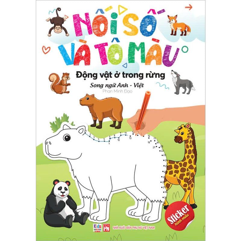 Nối Số Và Tô Màu - Động Vật Ở Trong Rừng (Song ngữ Anh-Việt)