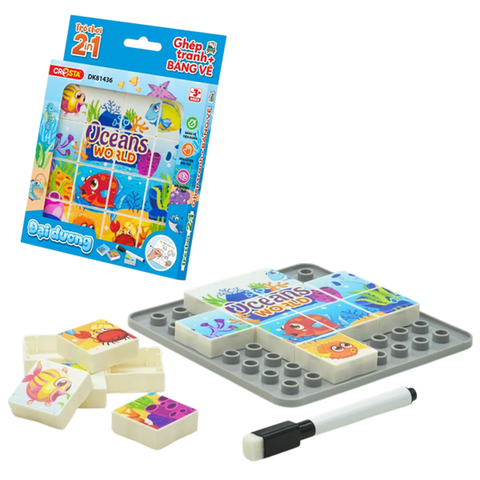 Trò Chơi 2 in 1 Ghép Tranh & Bảng Vẽ Đại Dương Dk81436 (Duka)