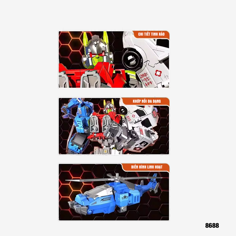 Yuexing Animation- 8688 - Đồ Chơi Biến Hình Biệt Đội Biến Hình Cứu Hộ